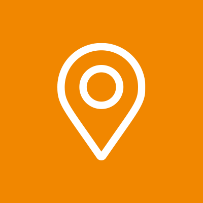Picto adresse blanc sur fond orange