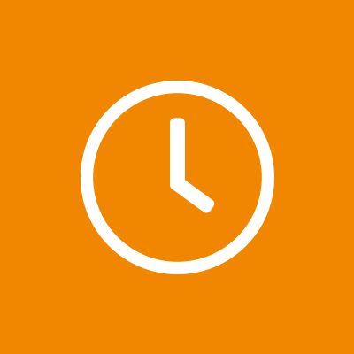 Picto horloge blanc sur fond orange