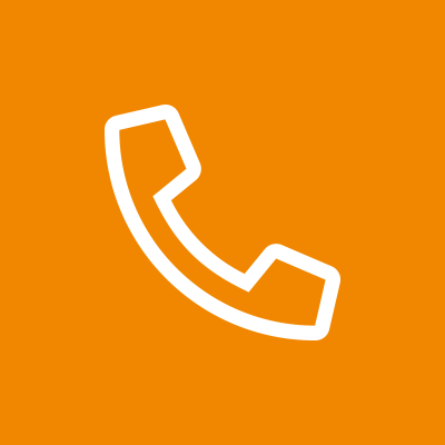 Picto téléphone blanc sur fond orange