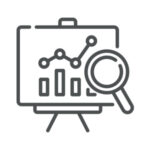 Un tableau de bord avec des graphiques et une loupe, illustrant le suivi des performances.